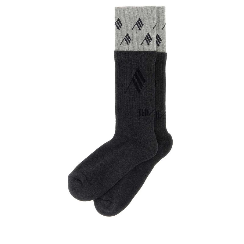 The Attico Women Dark Grey Stretch Cotton Blend Socks